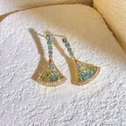 Natural Multi-colored Sapphires Diamond Earrings D1.54ct d0.09ct. 18K
